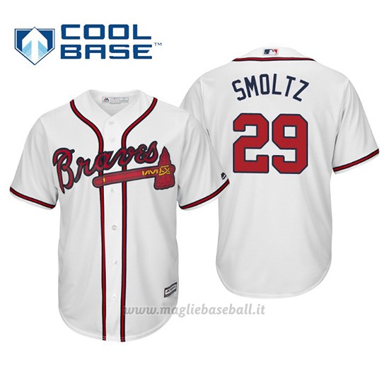 Maglia Baseball Uomo Atlanta Braves John Smoltz Cool Base Majestic 1ª2019 Bianco